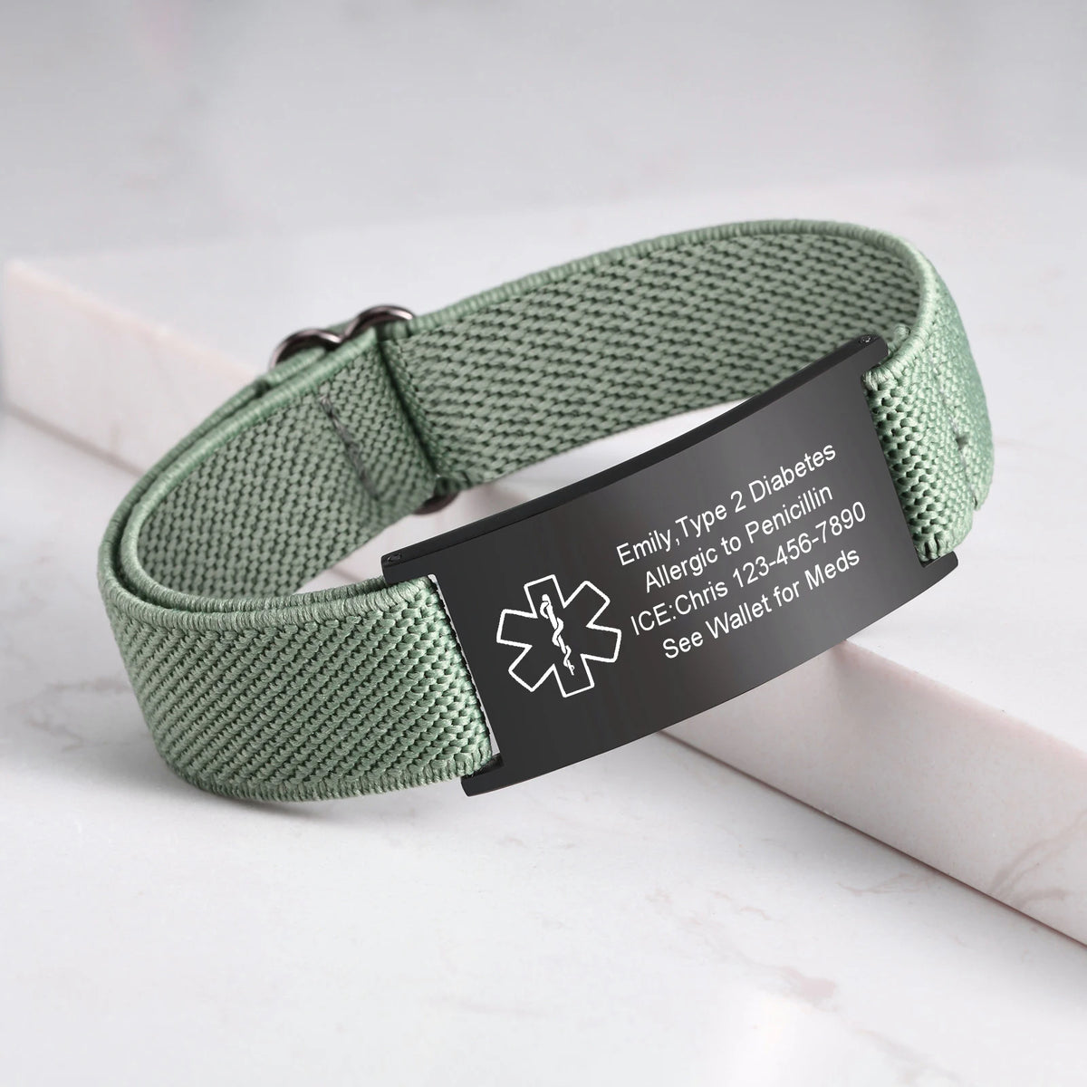 Medical Alert Bracelet for Men Women,Personalized Stainless Steel Elastic Strap Wristband,Gifts for Family Grandparents Patient