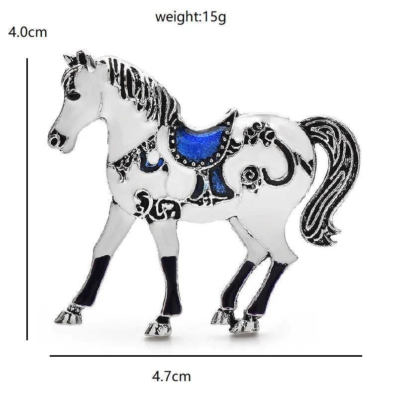 Wuli&baby Vintage Strong Horse Brooches Pins For Women Unisex 2-color Enamel Year Of The Horse Animal Office Party Brooch Pins
