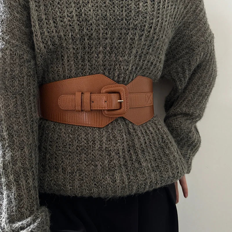 PENDRA Aureene Leather Corset Wide Belt