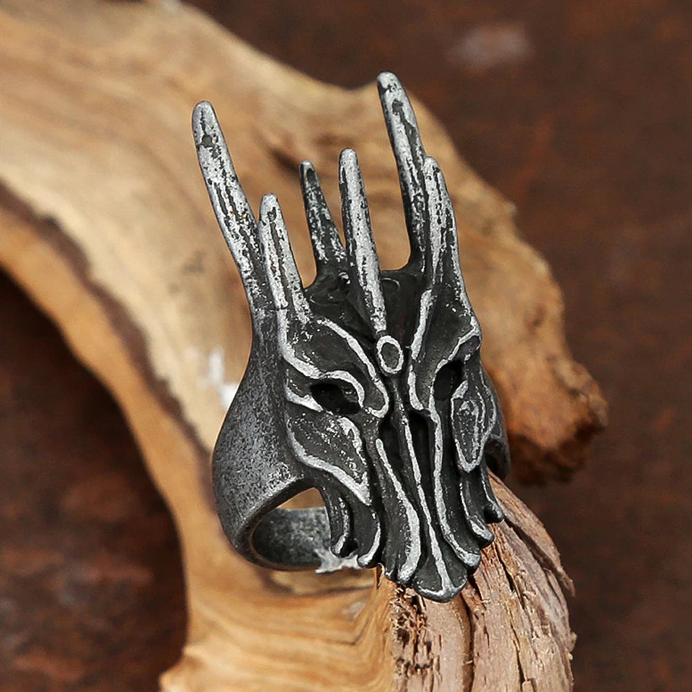 PENDRA Sauron Black Helm Gothic Ring