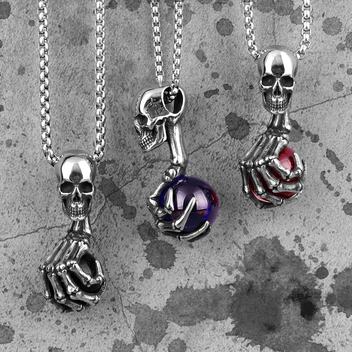 PENDRA Skull Claw Beads Steel Necklace
