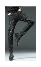 Spring Autumn Harajuku Fashion Art Craft Graphical Paintings 2000s Streetwear Male Slim Boyfriend Stylish Pants Denim Jeans Men