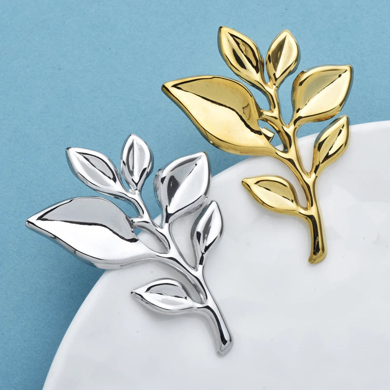 PENDRA Leafelle Stainless Steel Leaf Brooch