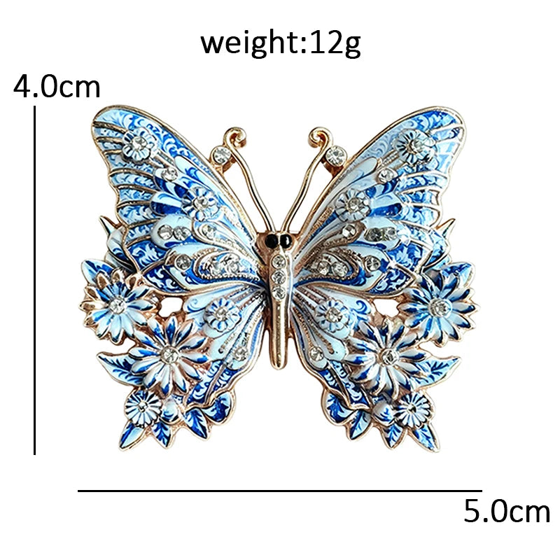 PENDRA Blue-and-white Insects Brooch