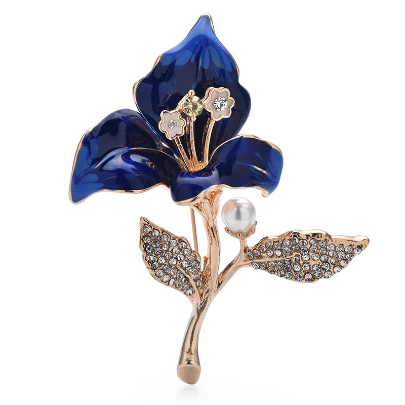 PENDRA Orchidelle Large Enamel Orchid Flower Brooch