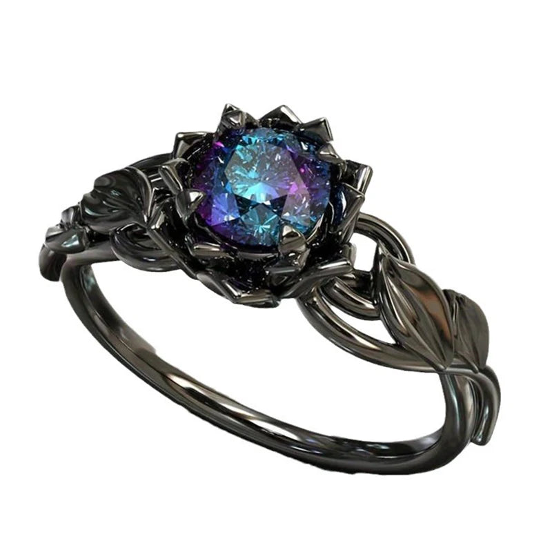 PENDRA Black Rose Crystal Ring