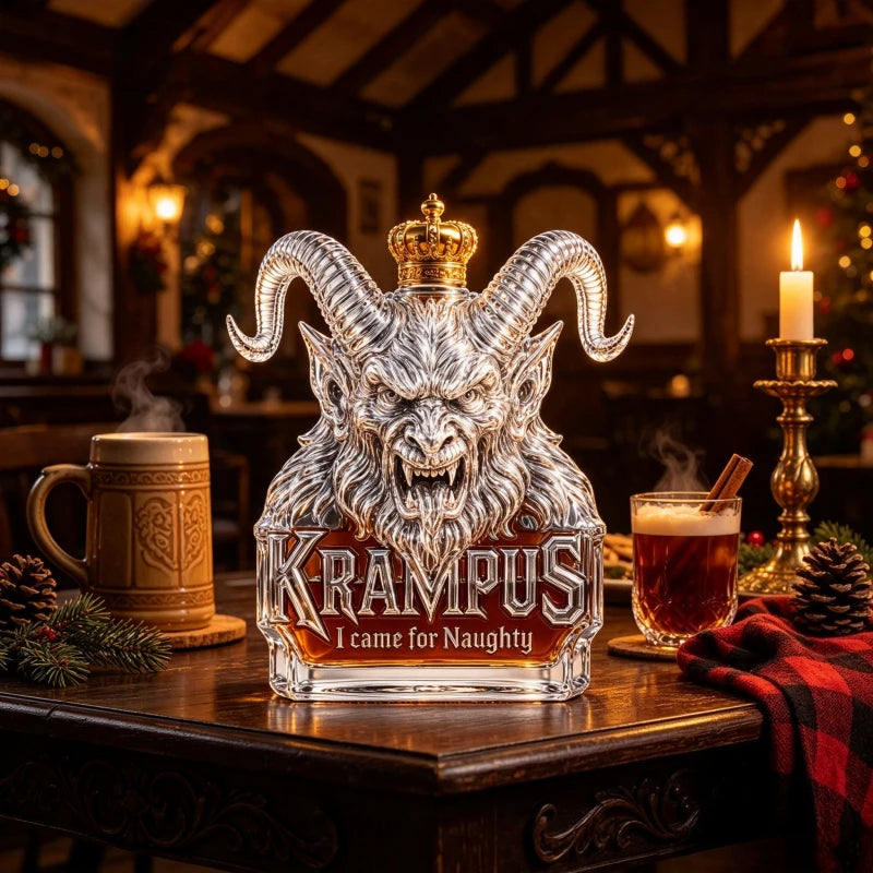 Krampus Gothic Demon Horn Glass Decanter Creative Spirits Bottle for Whiskey Bourbon Rum and Holiday Decoration