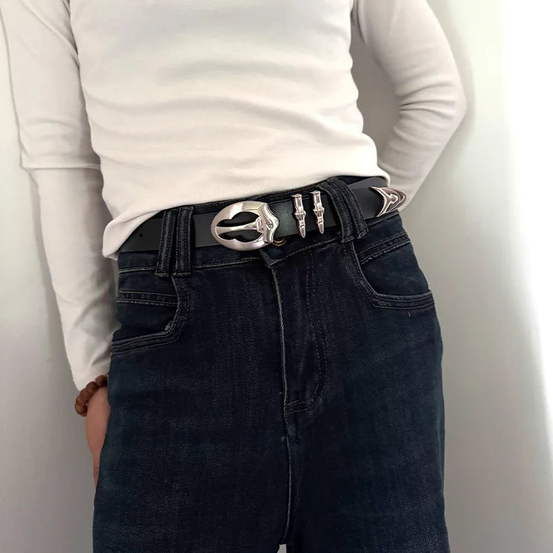 Unisex Genuine Leather Luxury Designer Belts For Women High Quality Punk Men's belt Male Jeans Gothic Waistband Female Plus size