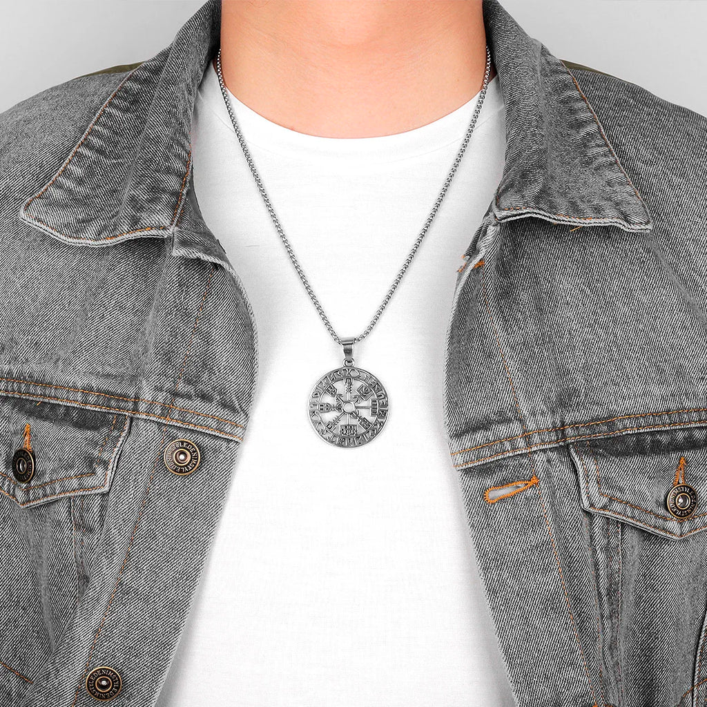 PENDRA Pirate Odin Runes Steel Necklace