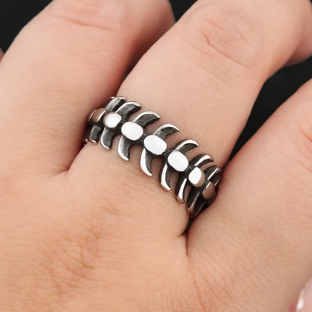 PENDRA Fishbone Stainless Steel Fish Bone Ring