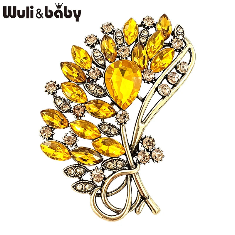 PENDRA Bouquetelle Vintage Crystal Flower Bouquet Brooch