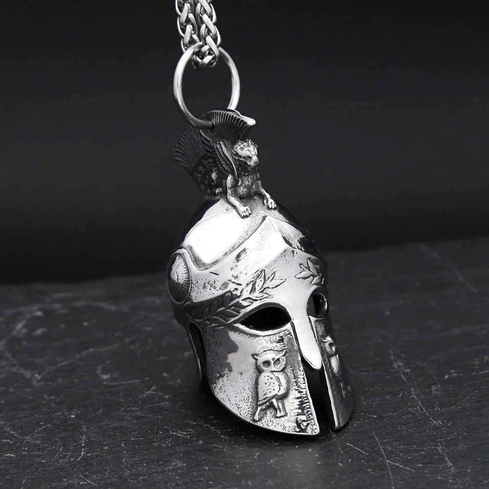 PENDRA Spartanhelm 3D Stainless Steel Spartan Helmet Pendant