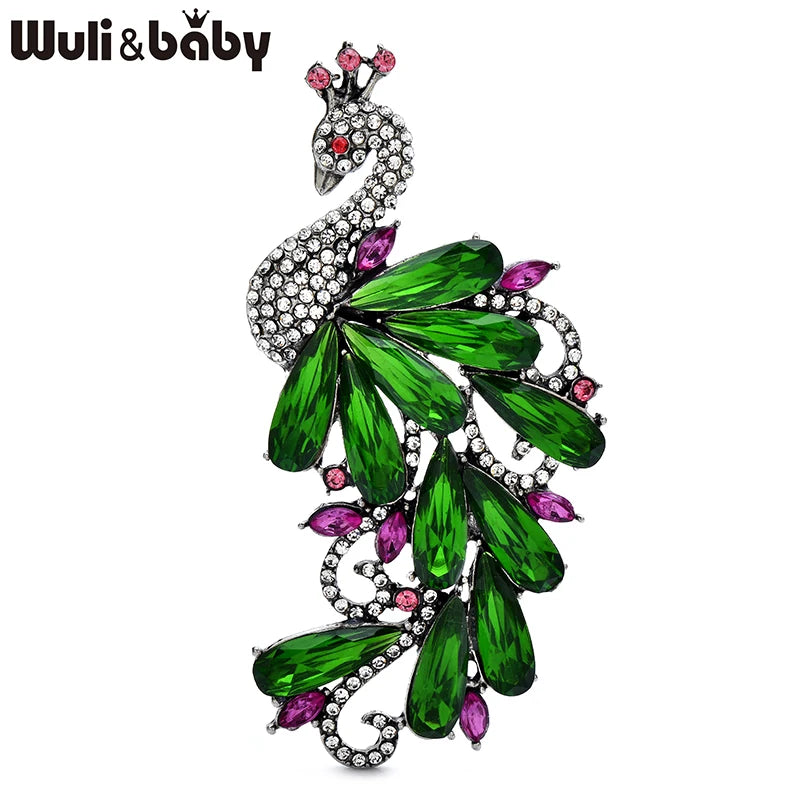 PENDRA Royale Crystal Peacock Brooch