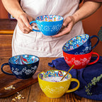Bohemian Pattern Ceramic Coffee Mug Large Capacity Colorful Tea Cup For Daily Use Collection Ornaments