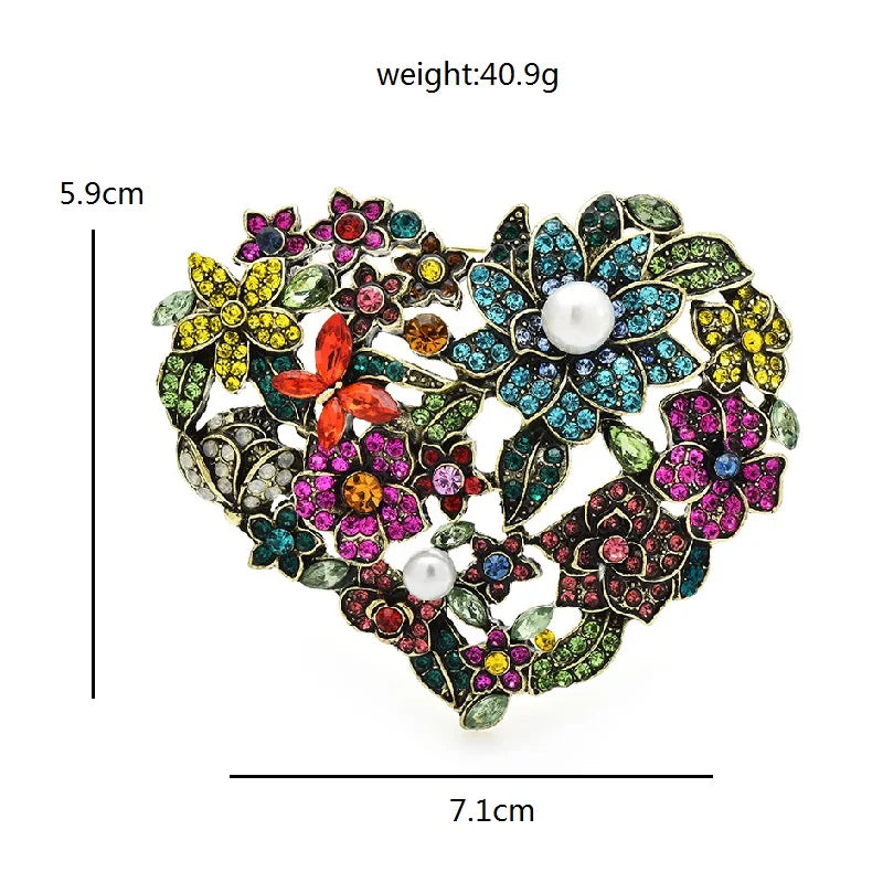 PENDRA Amoria Flower Heart Brooch