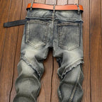 High Quality Fashion Luxury Retro Men's Denim Jeans Korean Style Vintage Casual Punk Motorcycle Designer Riding Cargo Jeans