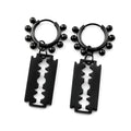 Punk Gothic Razor Blade Drop Earrings for Women Men Black Silver Color Hip Hop Stainless Steel Beads  Earring Rock Party Jewelry