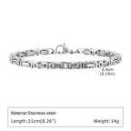 Punk Silver Color Men's Chain Bracelets,Hip Hop Stainless Steel Braided Link Wristband,Classic Metal Jewelry Gift for Him Dad