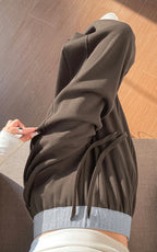 American style sports pants women in autumn and winter 2025 new style thick drawstring color blocking wide leg pants