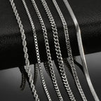 Punk Silver Color Chain Necklace for Men Women,Hip Hop Stainless Steel Braided Link Chokers,Classic Metal Jewelry Gift