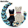 PENDRA Lovely Sitting Moon Cats Brooch