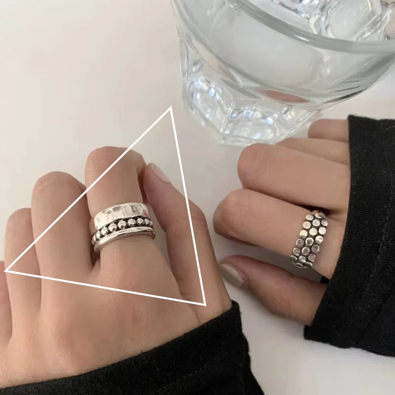VENTFILLE 925 Sterling Silver Double Layer Vintage Twisted Ring For Female Gift Trend Open Adjustable Design Jewelry Wholesale