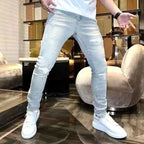 PENDRA Heavy Industry Holes Versatile Slim Distressed Ripped Denim Pants