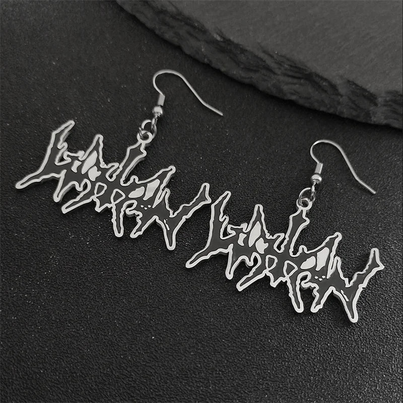 Hip Hop Black Metal WATAIN Band Pendant Drop Earring Stainless Steel Silver Color Music Earring Rock Fans Jewelry E7738S06