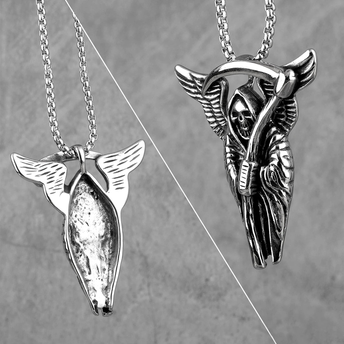 PENDRA Grim Reaper Death Steel Necklace