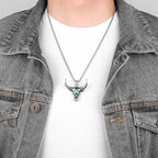 PENDRA Bullfight Bull Head Steel Necklace