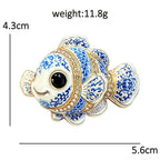 PENDRA Brightfin Rhinestone Fish Brooch