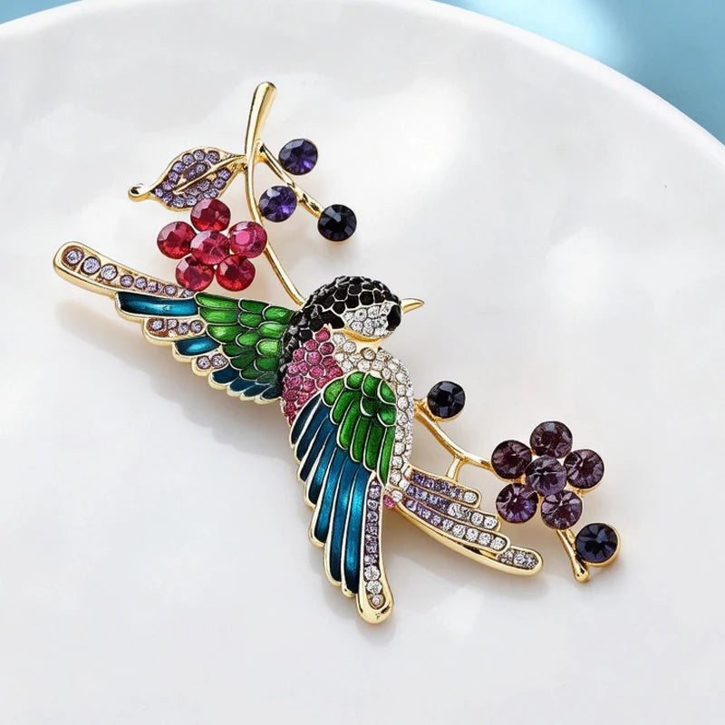 PENDRA Orchard Enamel Bird Brooch