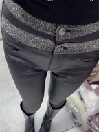 PENDRA Waist Leather Diamond Pants