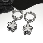 Stainless Steel Y2K Plum Blossom Hoop Earrings for Women Silver Color Aesthetics Flower Hip Hop Earring Jewelry EZZZ796-3S06