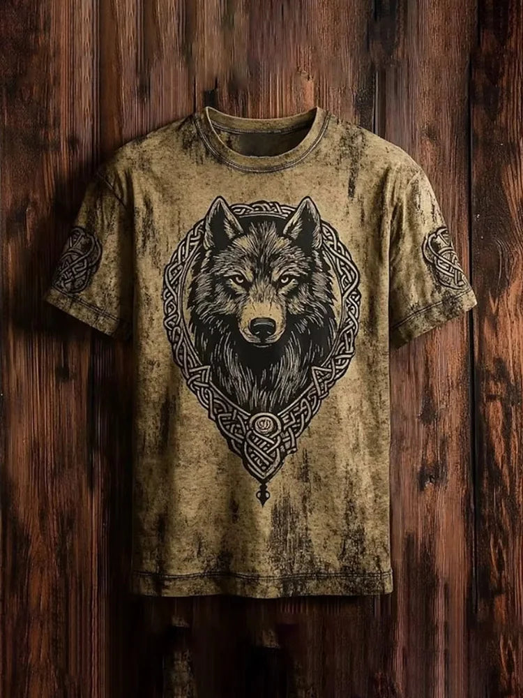 PENDRA Tribal Ethnic Rune-printed Retro Loose-fitting Short-Sleeve T-Shirt