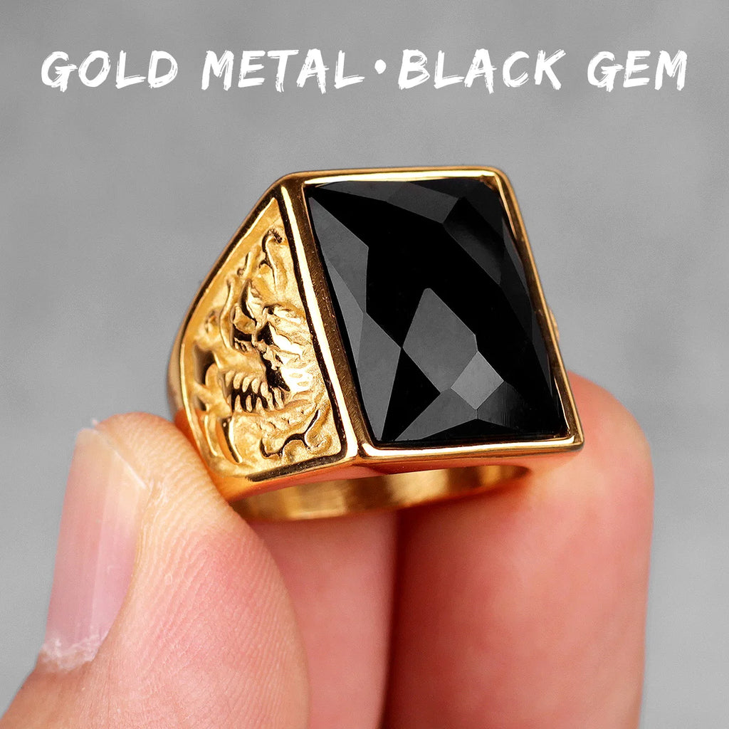PENDRA Rhinestone Dragon Phoenix Steel Ring