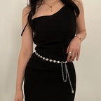 PENDRA Orlaina Leather Silver Retro Waist Chain Belt