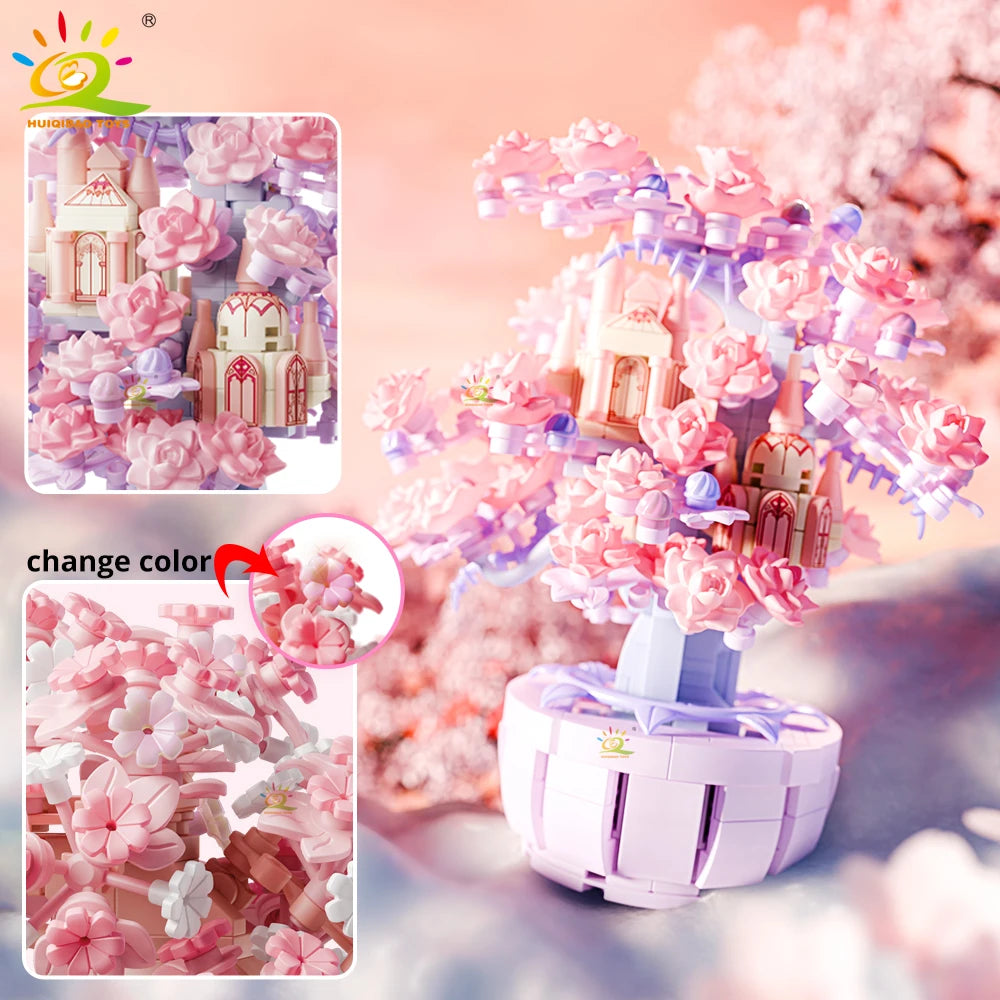 PENDRA Discoloration Cherry Floral Building Set