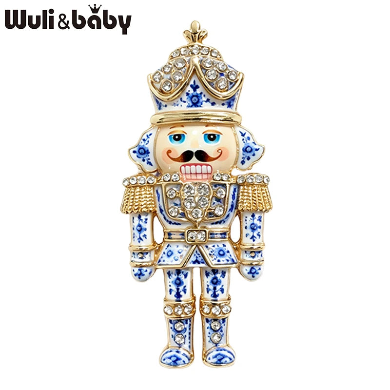 Wuli&baby Lovely King Character Brooches For Women Unisex 2-color Rhinestone Crown Royal King Party Casual Brooch Pin Gifts