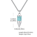 Stylish Bullet Necklaces for Men,Stainless Steel Natural Stone Pendant Necklace,Healing Jewelry Gift for Father Husband Son