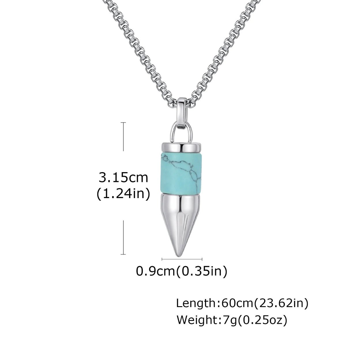 Stylish Bullet Necklaces for Men,Stainless Steel Natural Stone Pendant Necklace,Healing Jewelry Gift for Father Husband Son