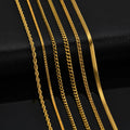 6pcs Stainless Steel Chain Necklace for Men Women,Silver Gold Color Cuban Rope Snake Box Chain Collars,Classic Metal Jewelry Set