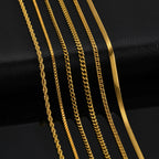 6pcs Stainless Steel Chain Necklace for Men Women,Silver Gold Color Cuban Rope Snake Box Chain Collars,Classic Metal Jewelry Set