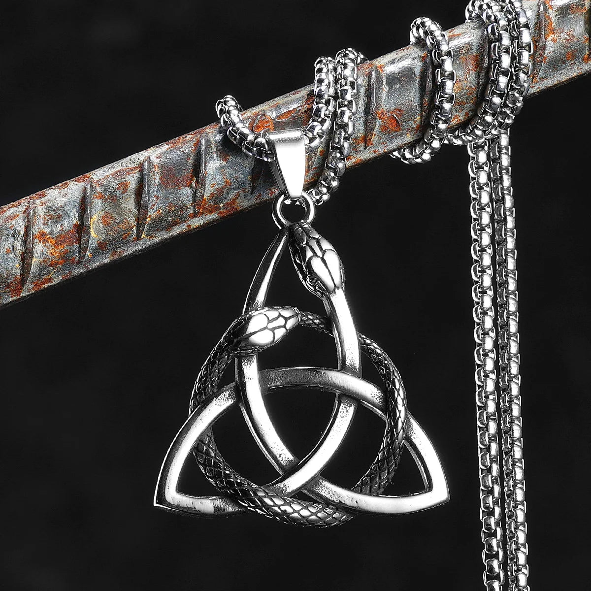 PENDRA Snake Patron Saint Steel Necklace