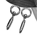 Hiphop Bullet Punk Rock Ear Clip For Men Women Stainless Steel Silver Color Party Hottie Hoop Dangle Earrings Male Jewelry