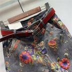 Spring Autumn European Ethnic Style Oversized Printed Jeans Retro Loose Ankle-Tied Harem Trousers Fashionable Denim Pants