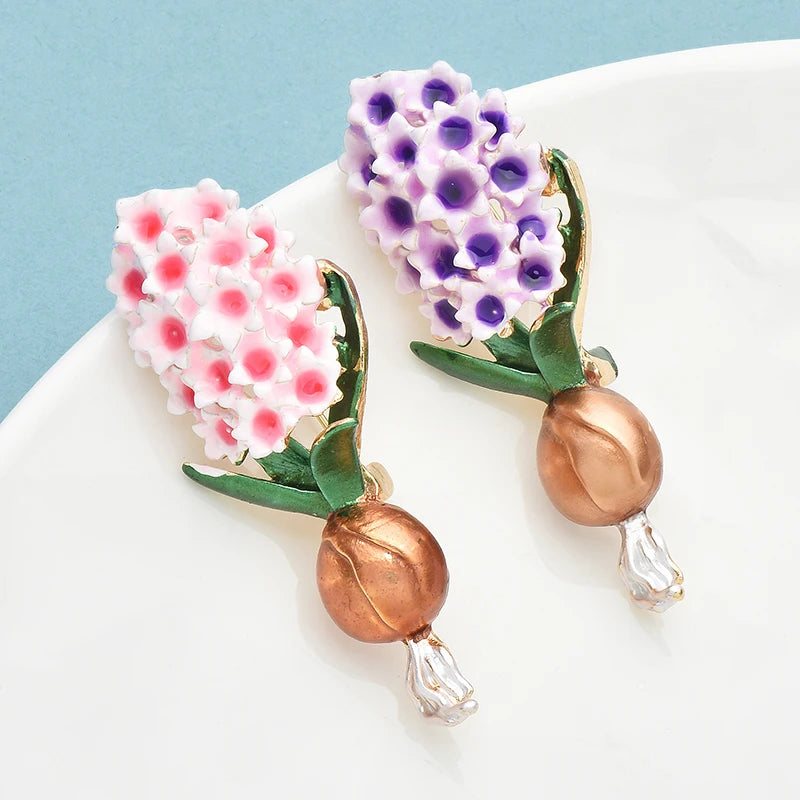 PENDRA Hyacintha Two-Tone Enamel Flower Brooch