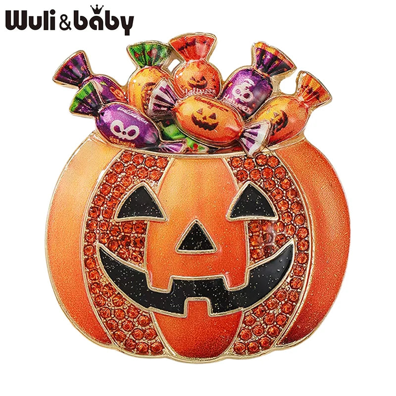 PENDRA Pumpkin Candy Jack-o'-Lantern Halloween Brooch