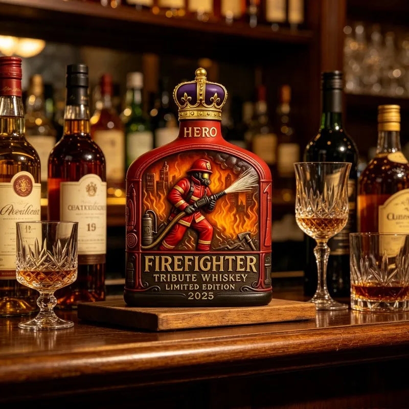2026 Limited Edition Firefighter Whiskey Decanter Hero Tribute Design Bar Decor Collectible Ornament