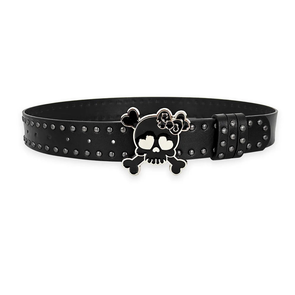 Unisex Punk Gothic Men's Belt Male Skull Bucket Fashion Belts For Women Plus Size Designer Luxury Black Rivet Jeans Belt Female